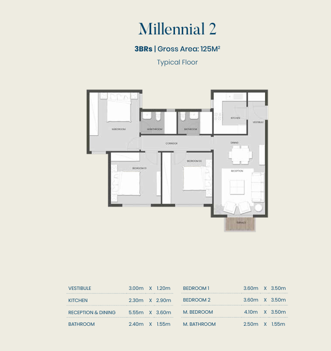 Floor plan for apartment at Aliva Mountain View Mostakbal City
