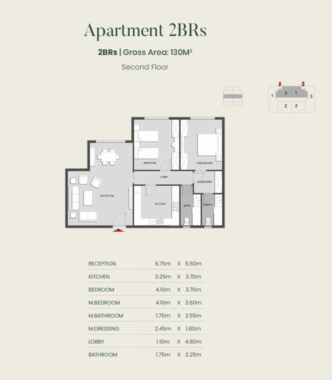 Floor plan for apartment at Aliva Mountain View Mostakbal City