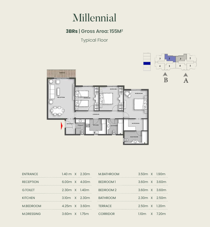 Floor plan for apartment at Aliva Mountain View Mostakbal City