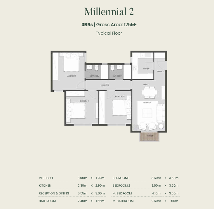 Floor plan for apartment at Aliva Mountain View Mostakbal City