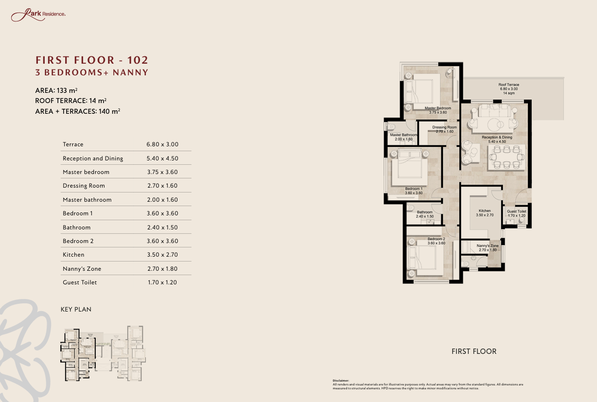 Floor plan for apartment at Park Residence - Garden Lakes