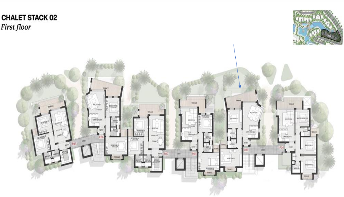Floor plan for chalet at Rivette - Amwaj