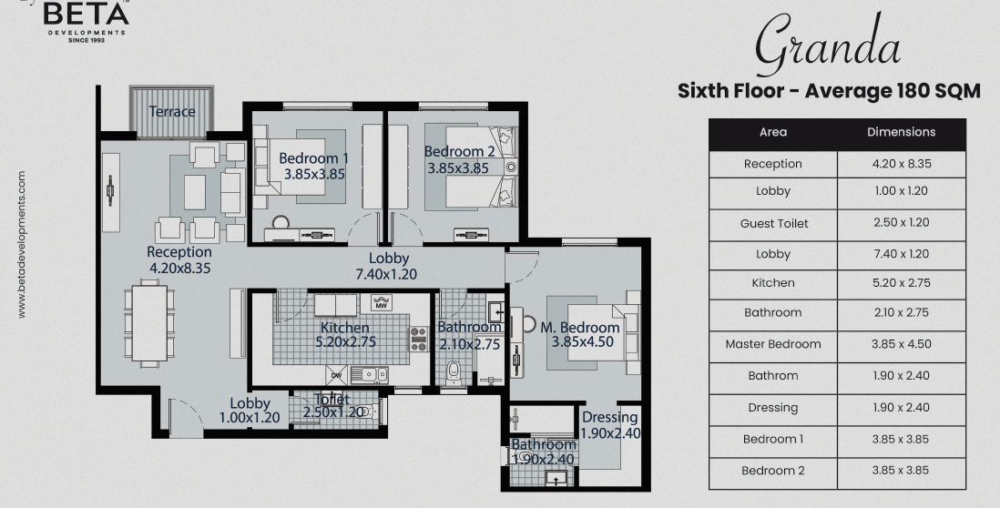 Floor plan for apartment at Beta Residence