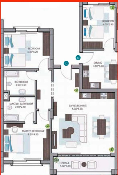 Floor plan for apartment at Soma Breeze