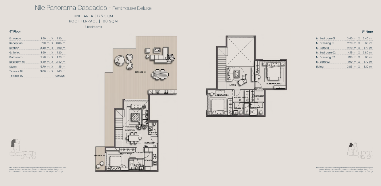 Floor plan for penthouse at Jirian - Mountain View