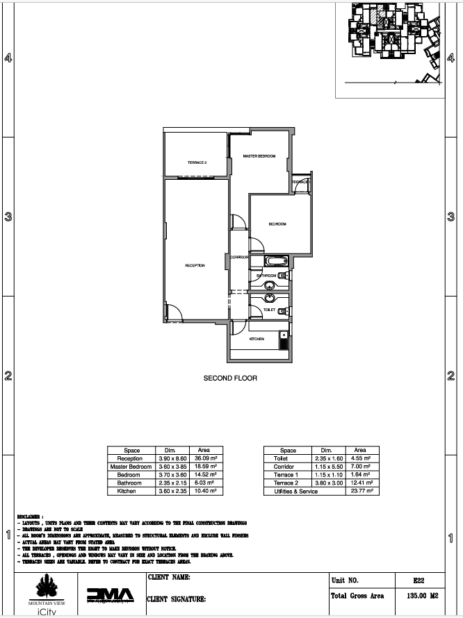 Floor plan for apartment at Club Park- ICity New Cairo