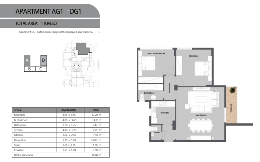 Floor plan for apartment at Club Park- ICity New Cairo