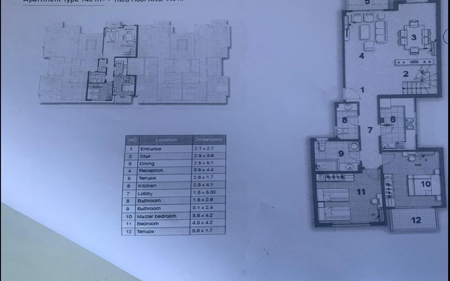Floor plan for penthouse at Stone Residence