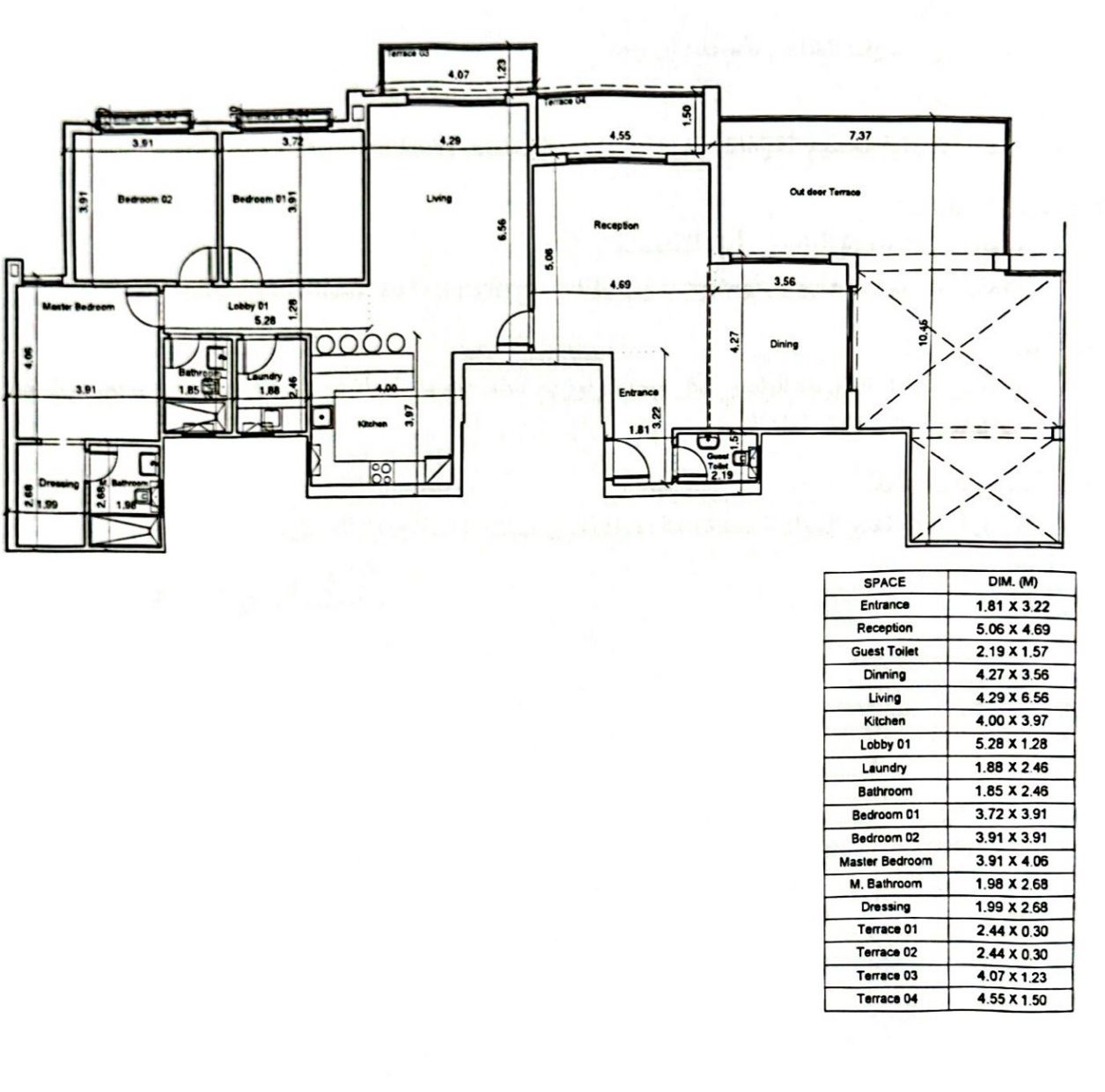 Floor plan for apartment at Residence Eight Sky Abu Dhabi