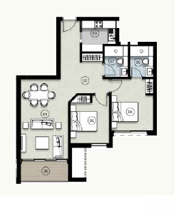 Floor plan for apartment at ZED East