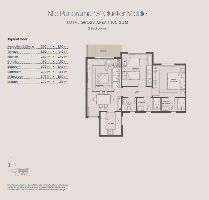 Floor plan for apartment at Jirian - Mountain View