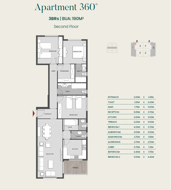Floor plan for apartment at Aliva Mountain View Mostakbal City