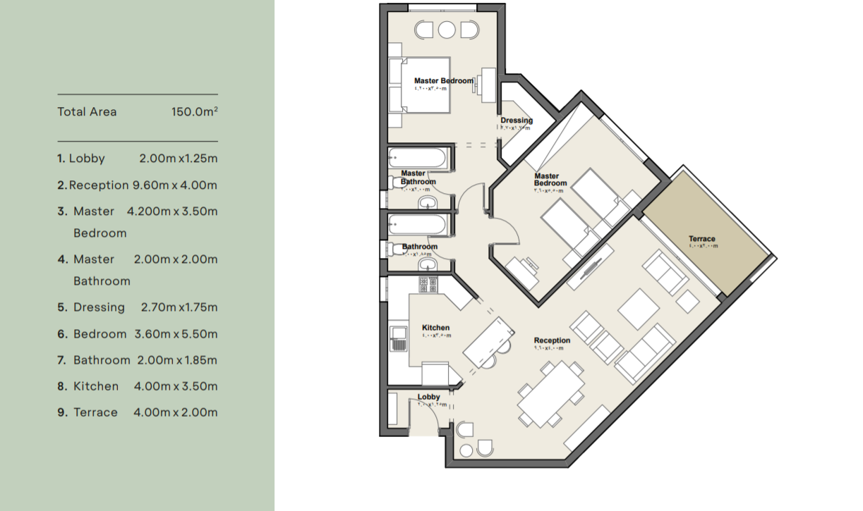 Floor plan for apartment at Axis X Iwan