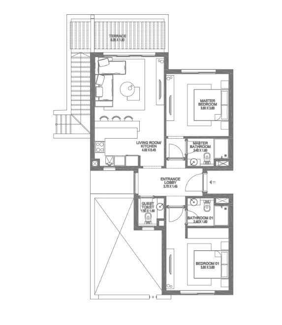 Floor plan for chalet at Makadi Heights