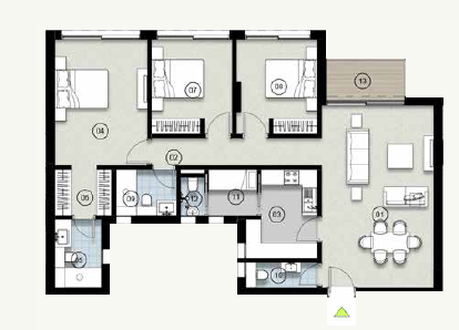 Floor plan for apartment at ZED East