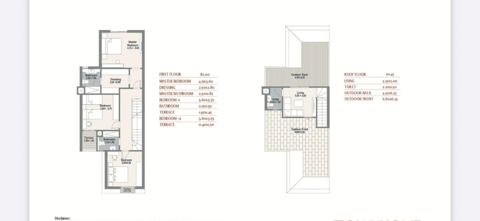 Floor plan for townhouse at Stone Park