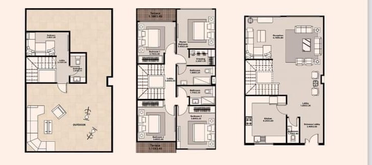 Floor plan for townhouse at Azzar New Cairo