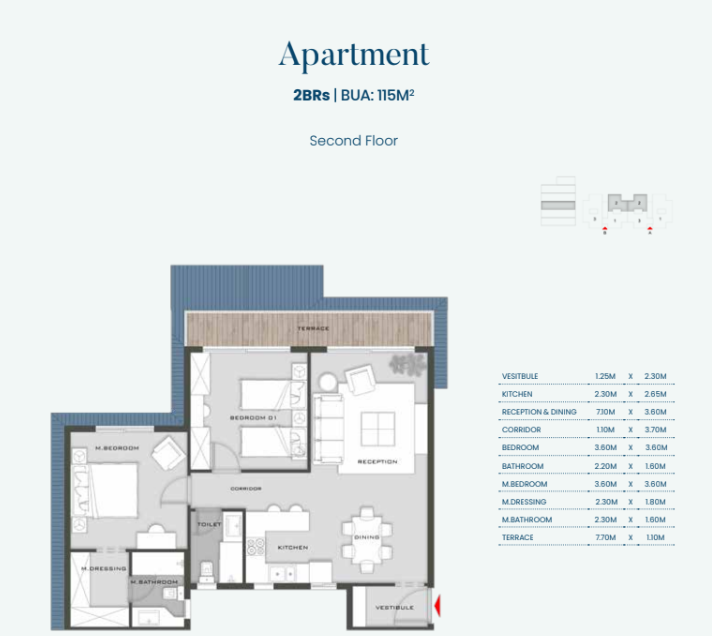 Floor plan for apartment at Aliva Mountain View Mostakbal City