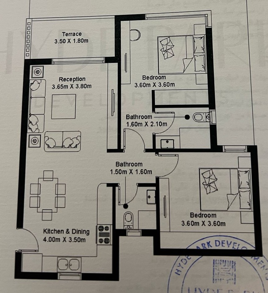 Floor plan for chalet at Hyde Park North - Seashore