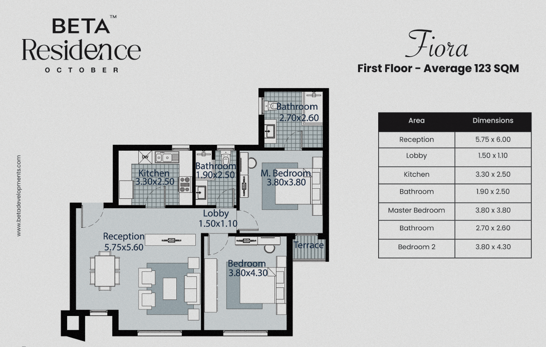 Floor plan for apartment at Beta Residence