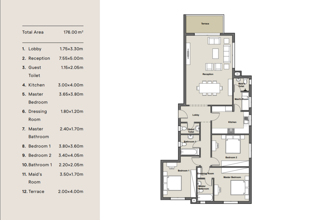 Floor plan for apartment at Axis X Iwan