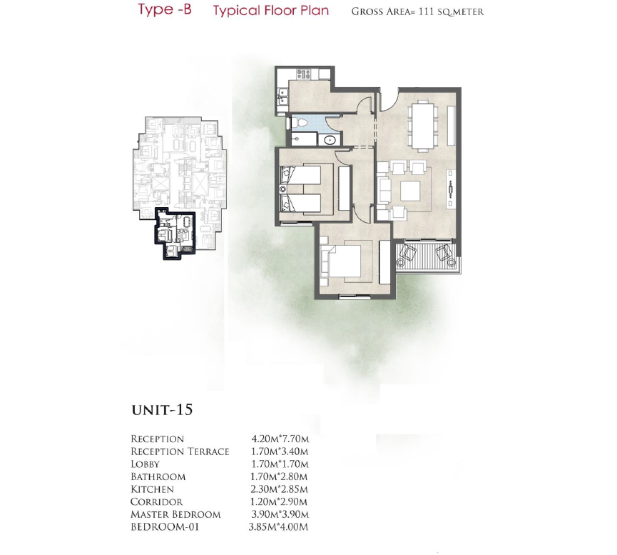 Floor plan for apartment at De Joya 2
