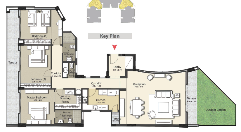 Floor plan for apartment at Pyramid Hills