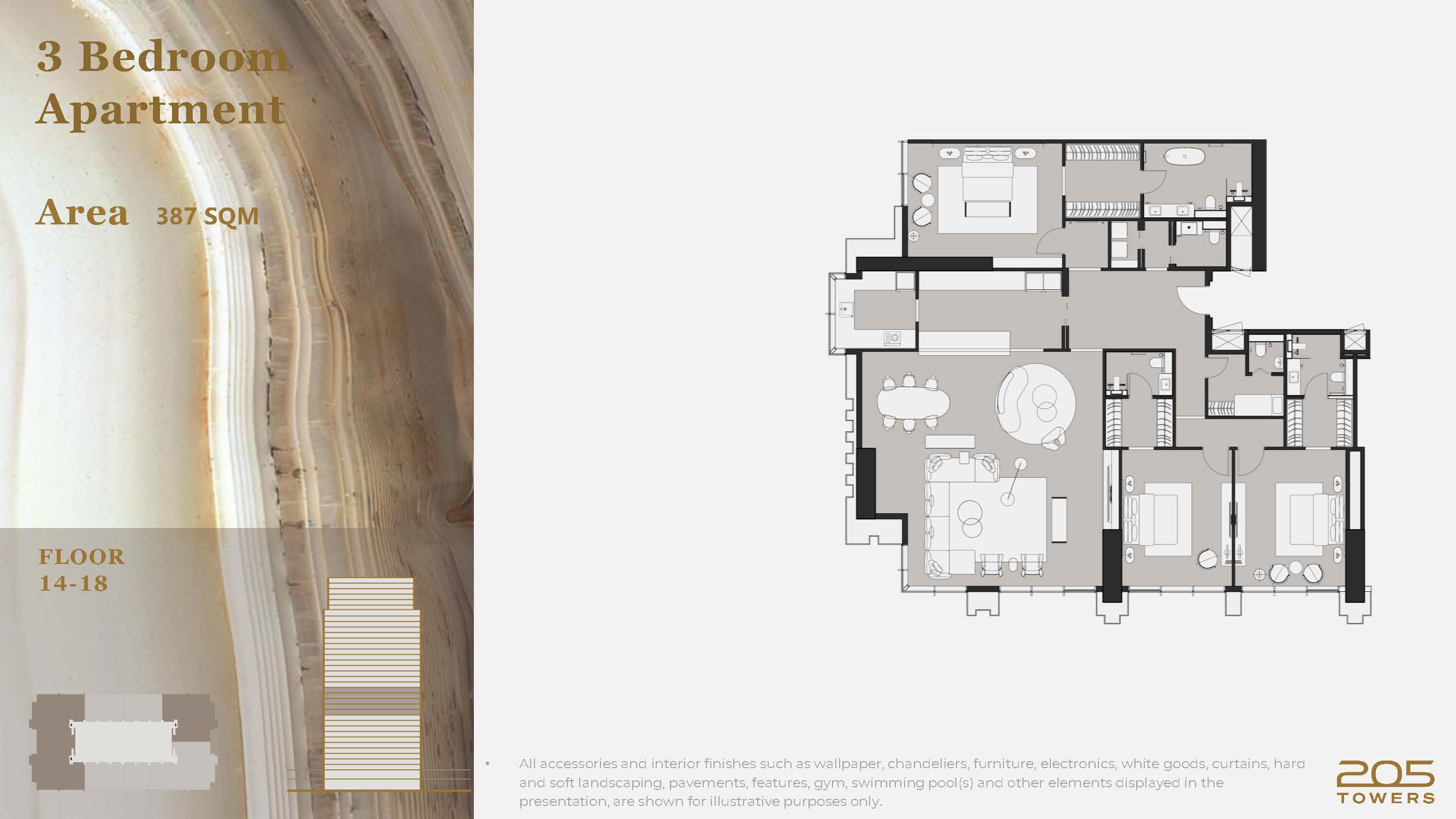 Floor plan for apartment at 205 Arkan Palm