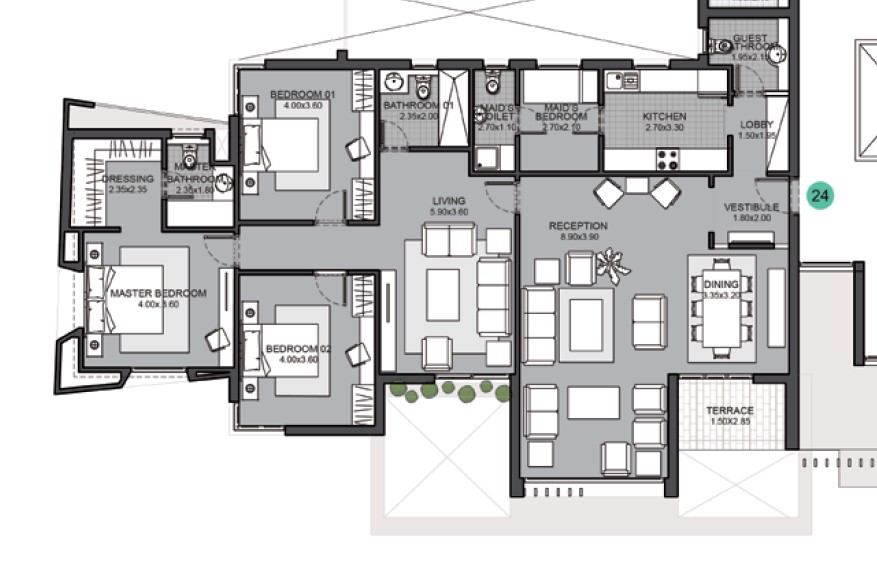 Floor plan for apartment at Eastown Residence