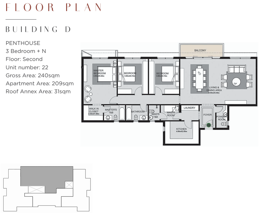 Floor plan for penthouse at The Estates Residence