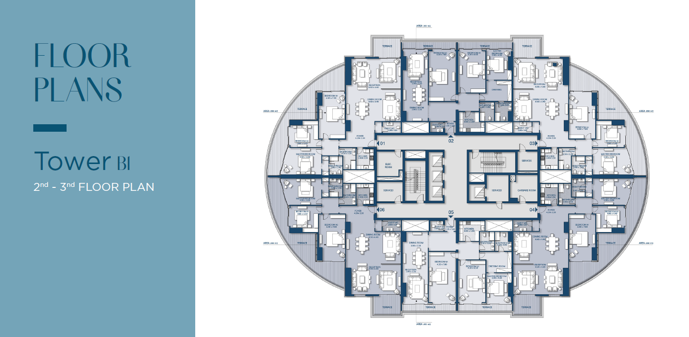 Floor plan for apartment at Beach Front Towers