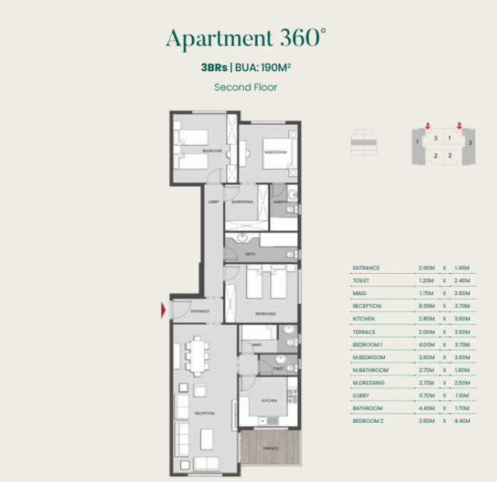 Floor plan for apartment at Aliva Mountain View Mostakbal City