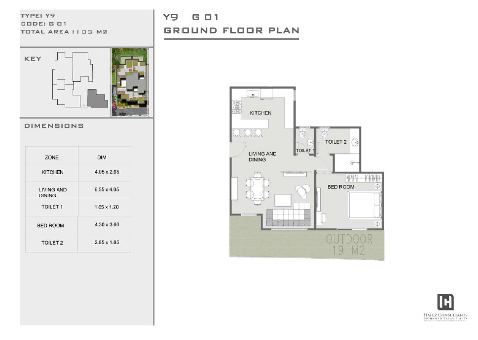 Floor plan for apartment at Yellow Residence
