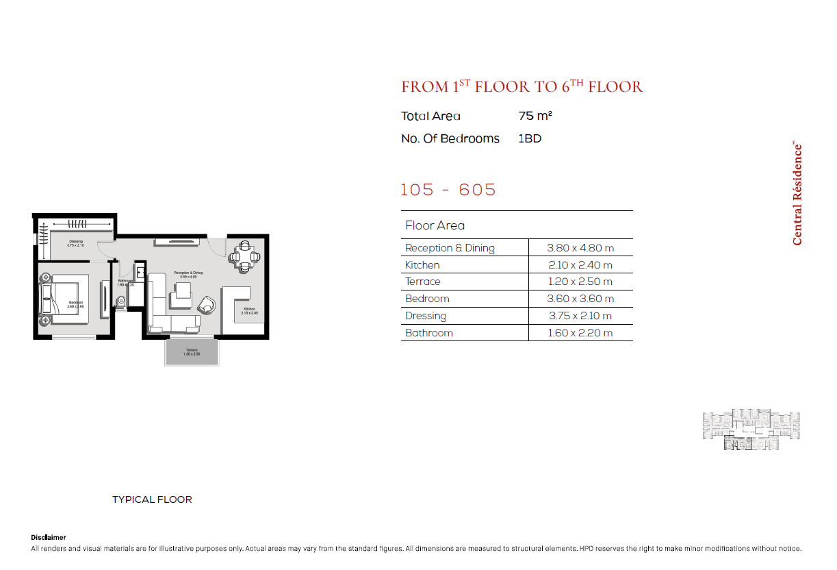Floor plan for apartment at Hyde Park Central