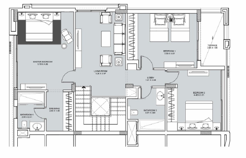 Floor plan for townhouse at Pyramid Hills