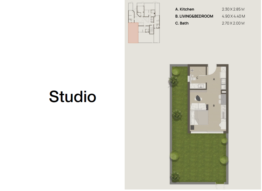 Floor plan for studio at Blanks