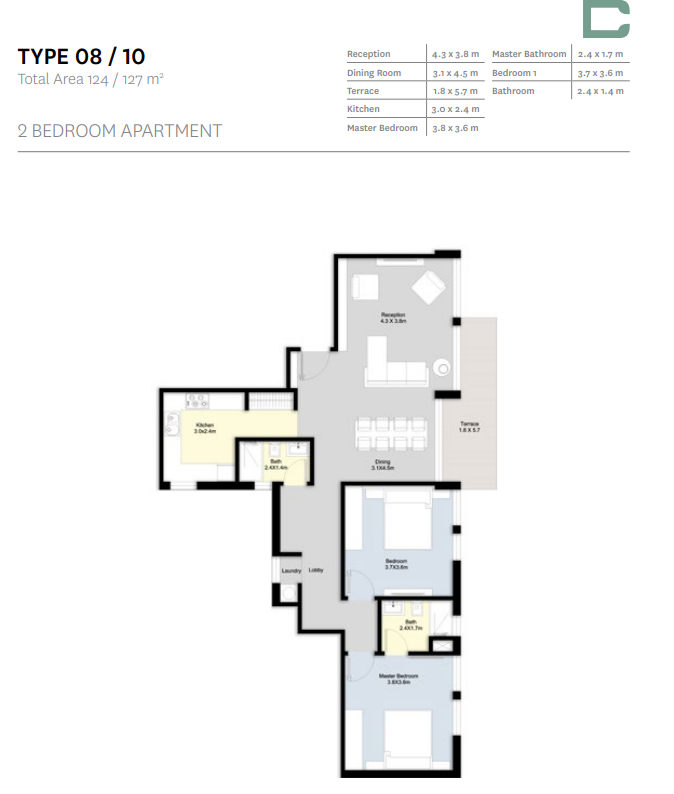 Floor plan for apartment at Bloomfields
