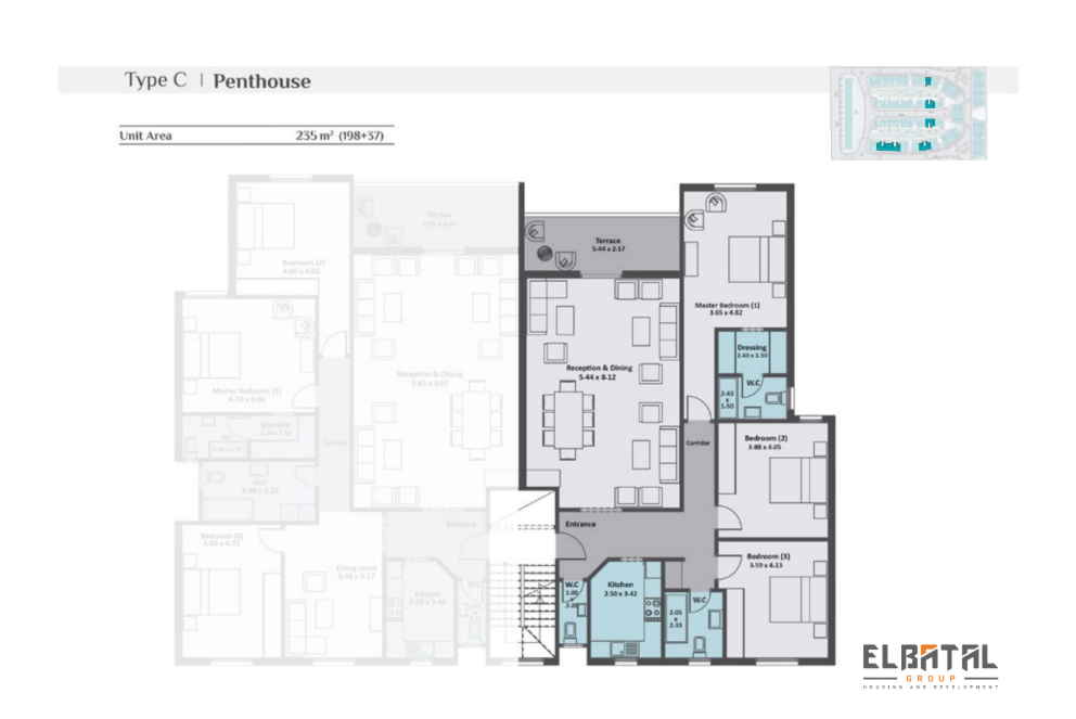 Floor plan for penthouse at Rock Vera