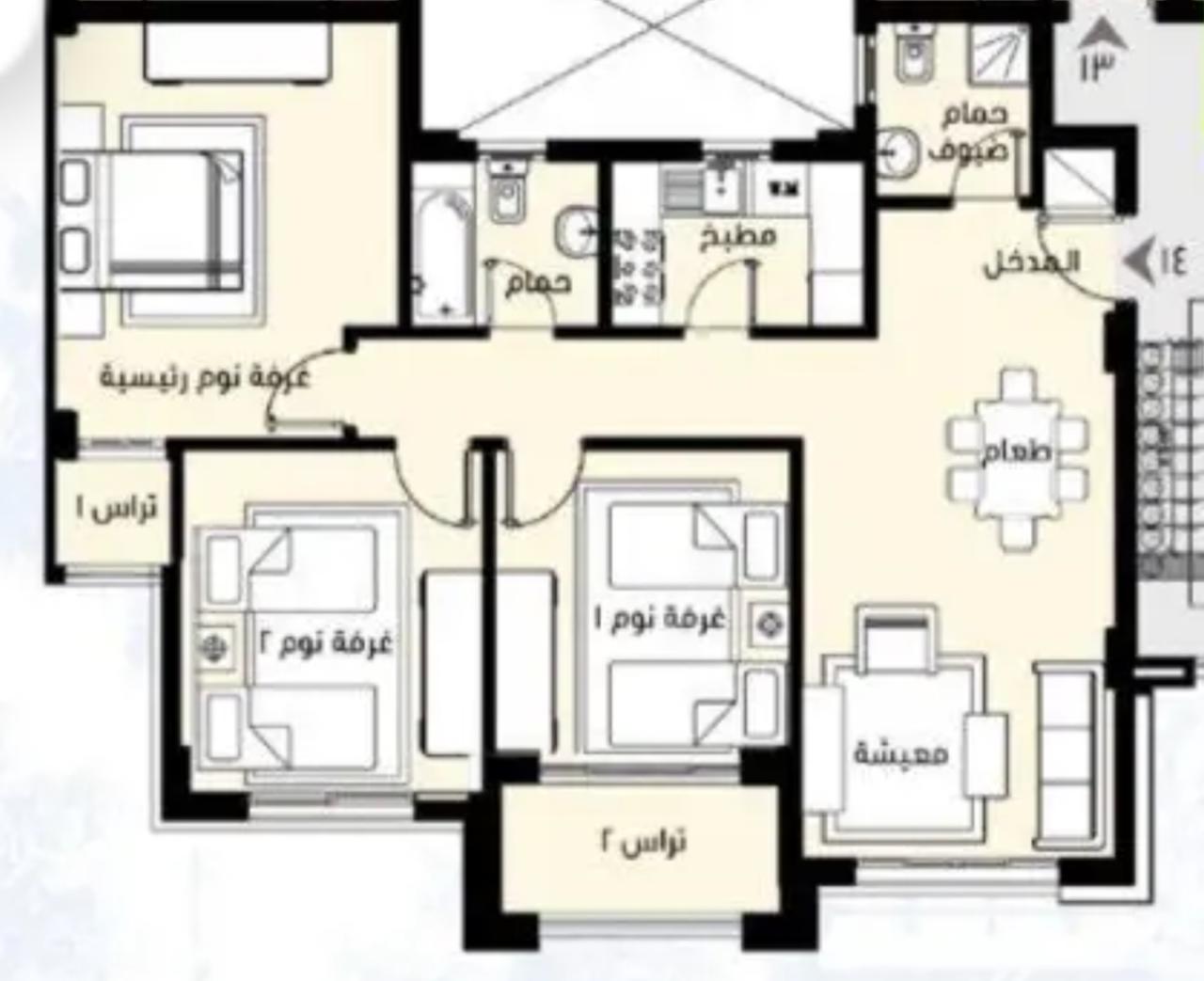 Floor plan for apartment at Madinaty
