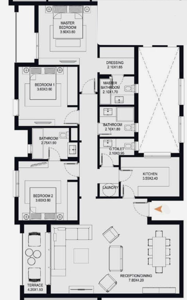 Floor plan for apartment at O West Orascom