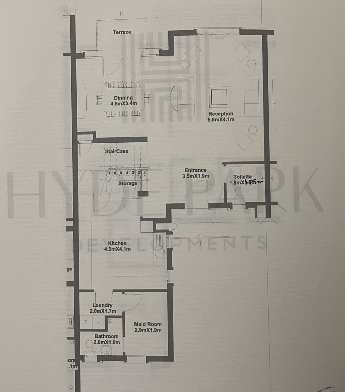 Floor plan for townhouse at Hyde Park
