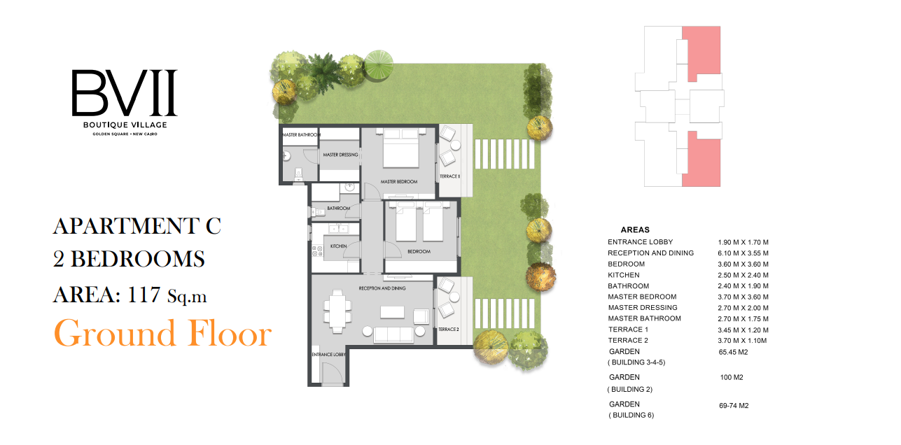 Floor plan for apartment at Boutique Village