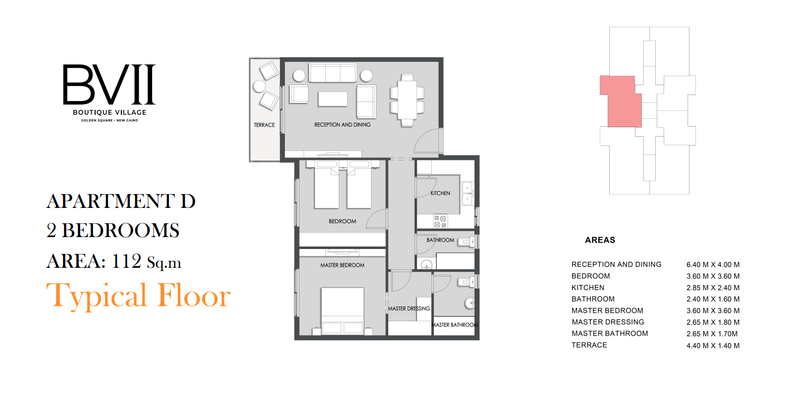 Floor plan for apartment at Boutique Village