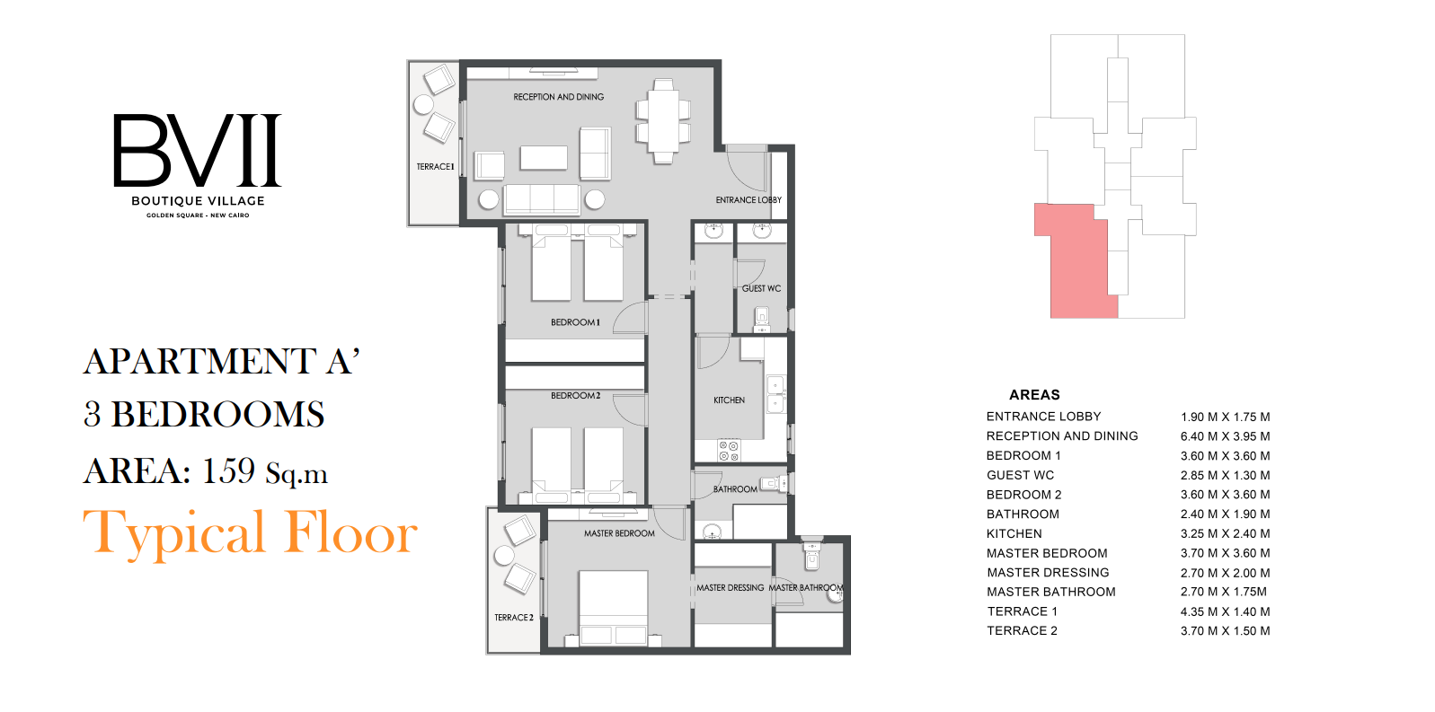 Floor plan for apartment at Boutique Village
