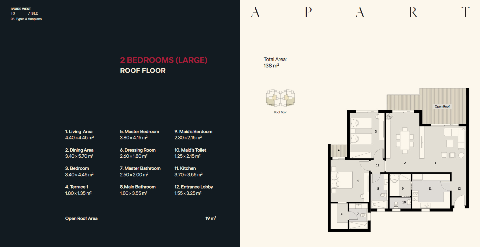 Floor plan for penthouse at Ivoire West