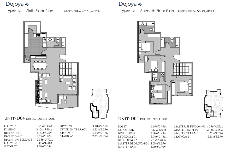 Floor plan for duplex at De Joya 4