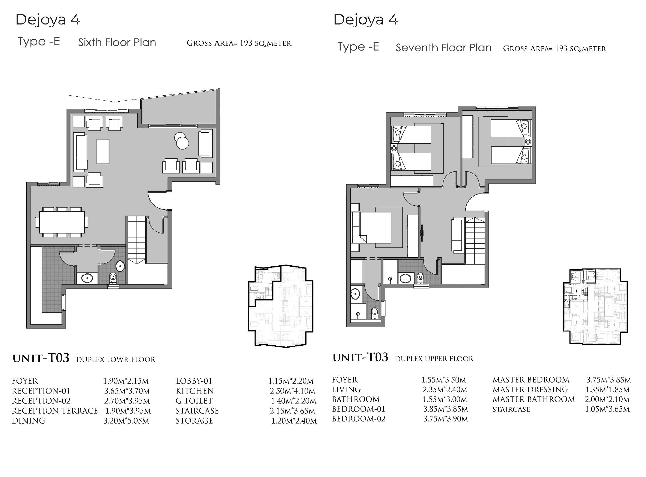 Floor plan for duplex at De Joya 4