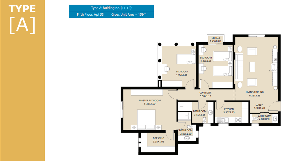 Floor plan for apartment at El Fustat