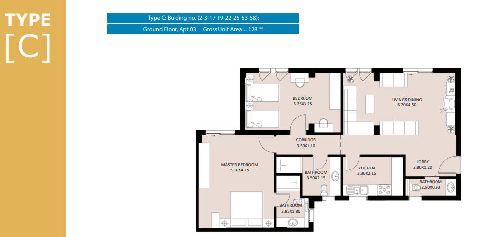 Floor plan for apartment at El Fustat