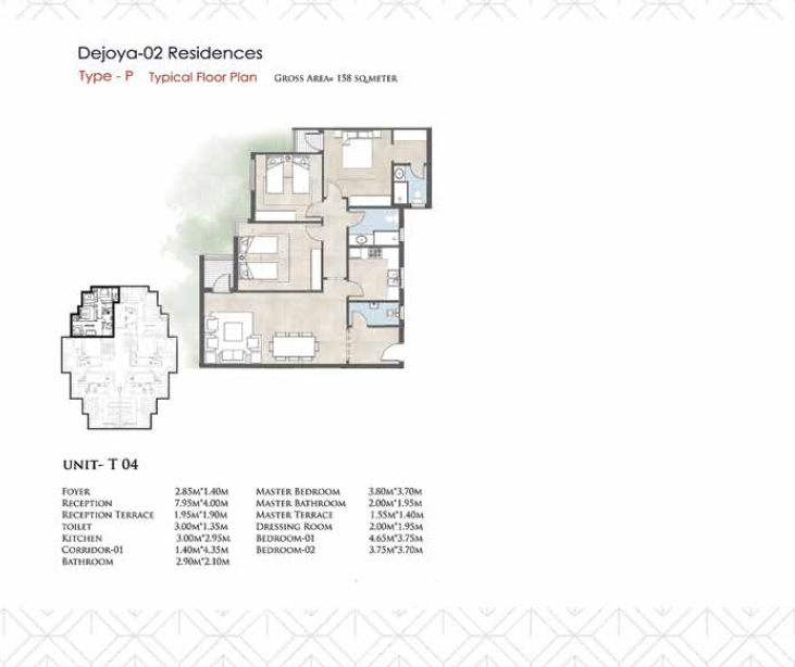 Floor plan for apartment at De Joya 2